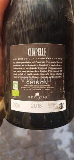 Vine Rouge sec Chapelle M. Prouzeau 2018 Frankrig Loire-dalen Chinon AOC