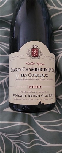Burgundi Gevrey-Chambertin Premier Cru Domaine Bruno Clavelier Vieilles Vignes Les Corbeaux 2009
