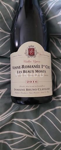Burgundi Vosne-Romanée Premier Cru Domaine Bruno Clavelier Les Beaux Monts Vieilles Vignes 2016