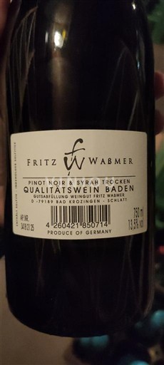 Baden No especificado Fritz Waßmer Pinot Noir & Syrah Trocken 2023
