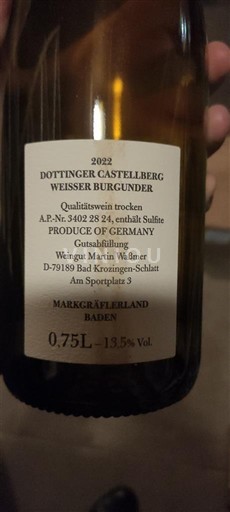 Baden No especificado Weingut Martin Waßmer Dottinger Castellberg Weisser Burgunder 2022