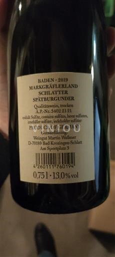 Baden Weingut Martin Waßmer Markgräflerland Schlatter Spätburgunder 2019