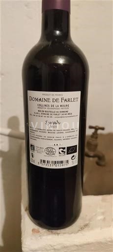 Languedoc in Roussillon Collines de la Moure Domaine Farlet Syrah 2015