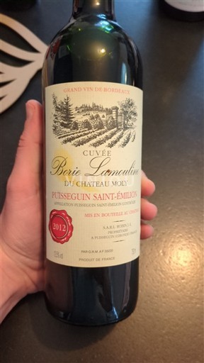 Bordéus Puisseguin-saint-émilion Château Moly Borie Lamoulie 2012
