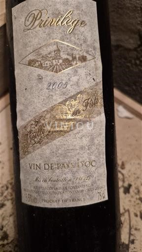 Vina Rouge sec Privilège Les Coteaux de Fontanes 2005 Francija Languedoc in Roussillon Pays d'Oc IGP