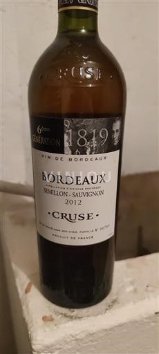 Bordeaux Cruse Semillon sauvignon 2012