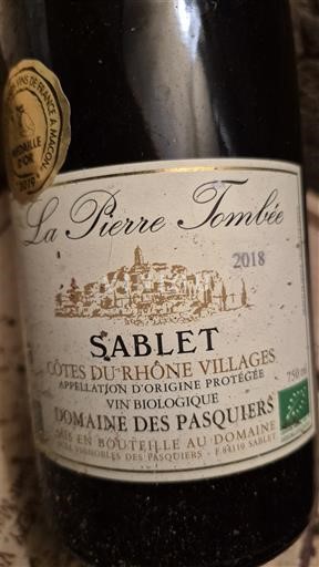 Rhônetal Côtes-du-Rhône-Dörfer Domaine S Pasquiers La Pierre Tombée 2018