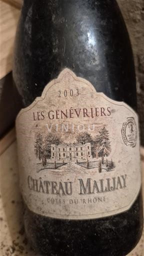 Rhônen laakso Côtes-du-rhône Château Malijay Les Genévriers 2003