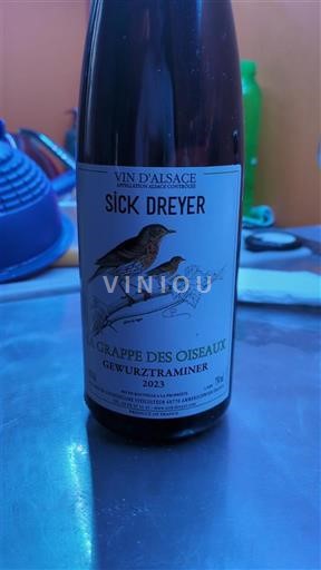 Vine Blanc sec La Grappe des Oiseaux Sick Dreyer 2023 Frankrig Alsace Vin de France