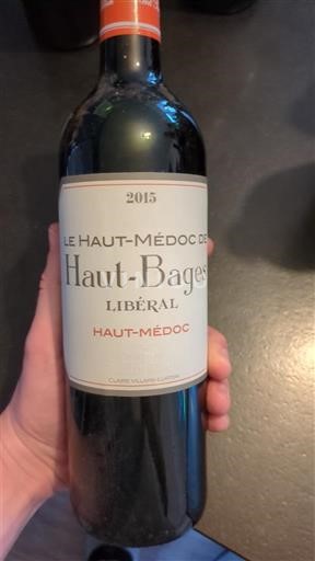 Bordeaux Haut-Médoc Château Haut-Bages Libéral Le Haut-Médoc de Haut-Bages Libéral 2015