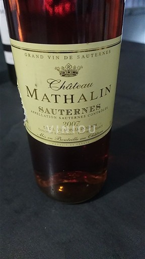 Bordeaux Sauternes Château Mathalin 2007