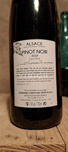Vina Rouge sec Domaine Christian Tappe & Fils 2018 Francija Alzacija Vin de France