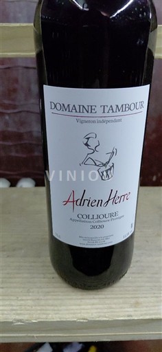 Vin Rouge sec Adrien Herre Domaine Tambour 2020 France Roussillon Collioure AOC