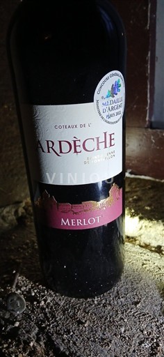 Alps and Rhodanian Region Coteaux de l'Ardèche Merlot Médaille d'argent conc. Gral Agricole 2021