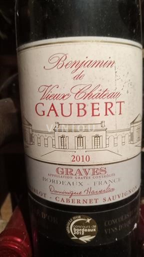 Bordeaux Graves Château Vieux Château Gaubert Benjamin 2010