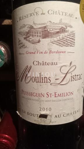 Bordeaux Puisseguin-saint-émilion Château Moulins-Listrac Réserve du Château 2010
