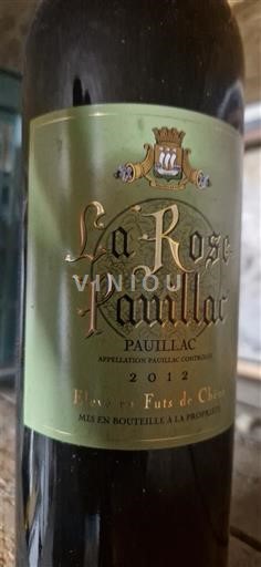 Bordeaux Pauillac La Rose Pauillac Élevé en Fûts de Chêne 2012