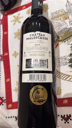 Bordeaux Haut-Médoc Cru Bourgeois Château Malescasse 2014