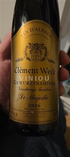 Alsasko Vendanges Tardives Clément Weck Le Majestic 2006