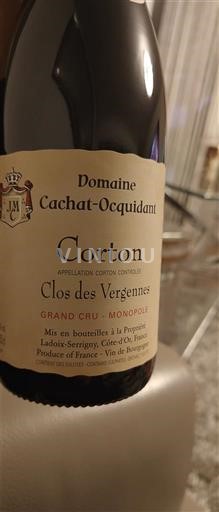 Viner Rouge sec Clos des Vergennes Domaine Cachat-Ocquident 2021 Frankrike Bourgogne Corton AOC Grand Cru