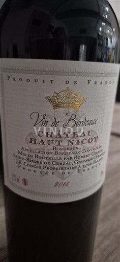 Burdeos Bordeaux Château Haut-Nicot 2015