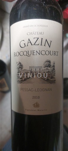 Bordeaux Pessac-Léognan Château Gazin Rocquencourt 2010