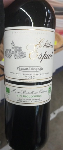 Bordeaux Pessac-Léognan Château Espiot 2022