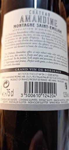 Bordeaux Montagne Saint-Émilion Château Amandine Senza annata