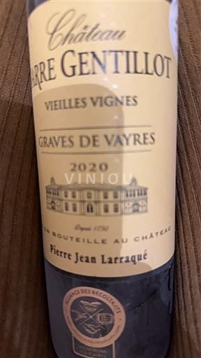 Bordeaux Graves-de-vayres Château Pierre Gentillot Vieilles Vignes 2020