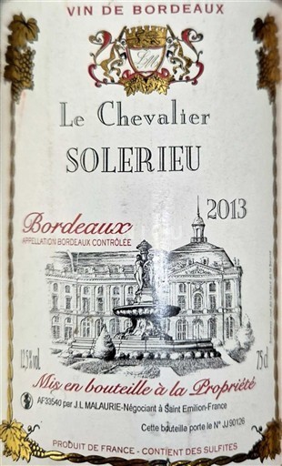 Burdeos Bordeaux Le Chevalier Solerieu 2013