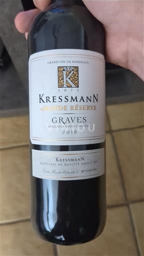 Vinhos Rouge sec Grande Réserve Kressmann 2018 França Bordéus Graves AOC