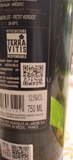 Bordeaux Médoc Vignobles de Larose Neročník