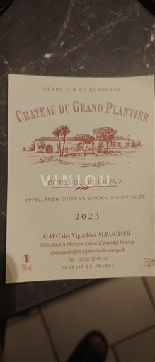 Bordeaux Côtes de Bordeaux Château Grand Plantier 2023