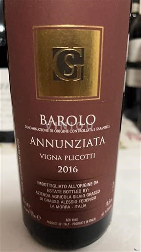 Piemonte Barolo Silvio Grasso Annunziata Vigna Plicotti 2016