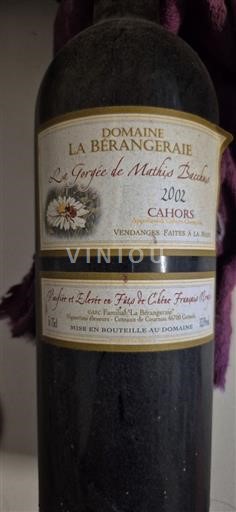 Zuidwest-Frankrijk Cahors Domaine La Berangeraie La Gorée de Mathis Bacchus 2002