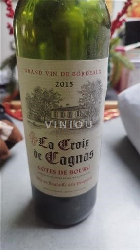 Viinit Rouge sec La Croix de Cagna 2015 Ranska Bordeaux Côtes-de-bourg AOC