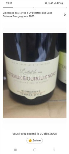 Burgundy Coteaux Bourguignons Vignerons des Terres d'Or L'instant des sens 2023