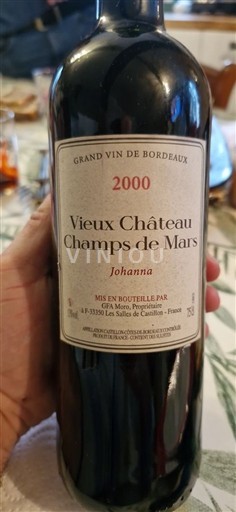 Bordeaux Château Vieux Château Champs de Mars Johanna 2000