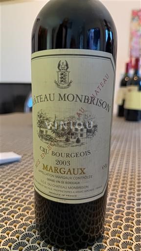 Bordeaux Margaux Cru Bourgeois Château Monbrison 2003