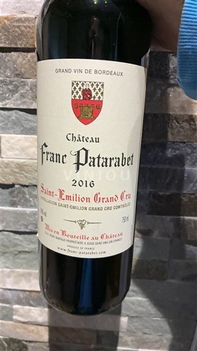 Bordeaux Saint-Émilion Grand Cru Grand Cru Château Franc Patarabet 2016