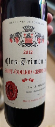 Bordéus Saint-Émilion Grand Cru Clos Trimoulet 2012