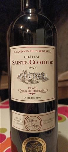 Bordeaux Blaye-Côtes-de-Bordeaux Château Sainte-Clotilde 2016