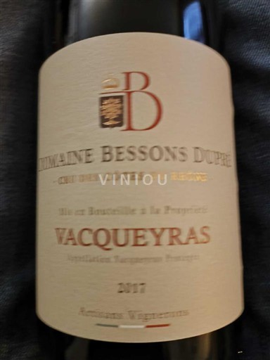 Rhônedalen Vacqueyras Domaine Bessons Dupré 2017