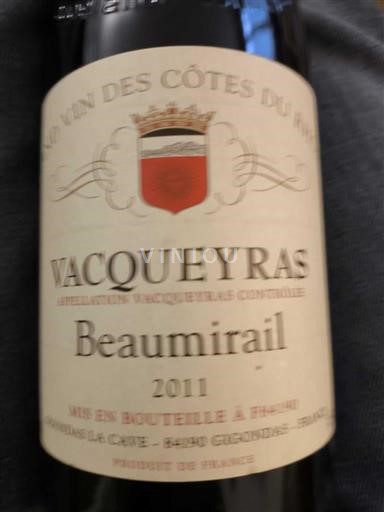 Rhônedalen Vacqueyras Domaine Beaumirail Beaumirail 2011