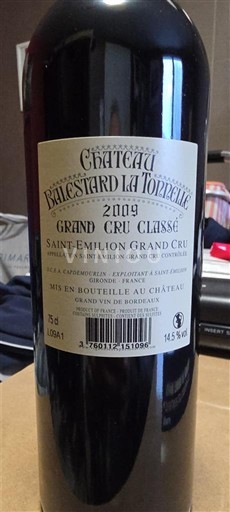 Bordeaux Saint-Émilion Grand Cru Grand Cru Classé Château Balestard La Tonnelle 2009