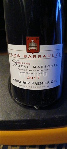 Burgundy Mercurey Premier Cru Domaine Jean Maréchal Clos Barraults 2017