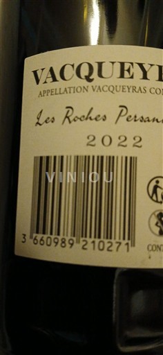 Rhônedalen Vacqueyras Les Roches Persan 2022