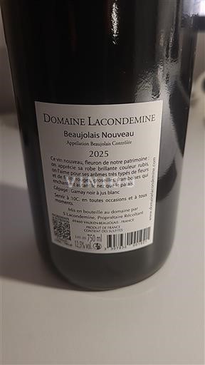 Beaujolais Beaujolais Nouveau Domaine Lacondemine 2025