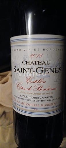 Bordeaux Castillon-côtes-de-bordeaux Château Saint-Genès 2018