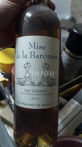 Rượu vang Blanc liquoreux Mise de la Baronnïe Baron Philippe de Rothschild 2007 Pháp Bordeaux Sauternes AOC